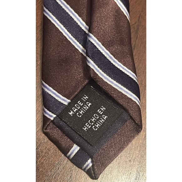 U.s. Polo Assn. Brown Blue 100% Silk Men’s Neck Tie Made In China - Picture 7 of 9